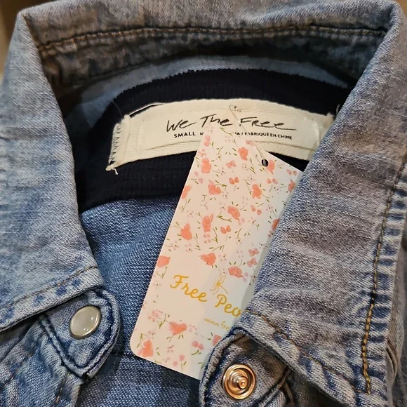 Free People Dylan Babydoll Shacket Snap Front High Low Hem Chambrey Size Sm NWT - Picture 6 of 16